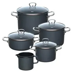 Riess Topf-Set 5-Teilig Dark Grey, Pfannenset + Topfset, Grau
