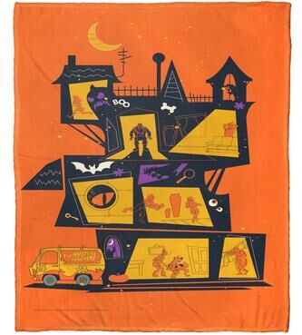 Northwest Warner Brothers Scooby-Doo Haunted House Silk Touch Throw Blanket