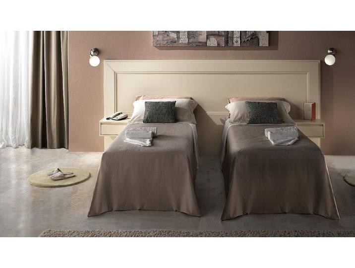 JVmoebel Schlafzimmer-Set Beige Hotelzimmer Möbelset mit Betten und Nachttisch im Art Deco Stil, Made in Europa