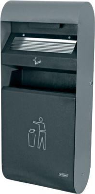 Wandascher-Abfall-Kombination, aus verzinktem Stahl, L 300 x B 140 x H 670 m, anthrazit