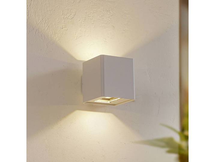 LED Außenwandleuchte Aaron Lucande, weiß / opal, Aluminium, Modern