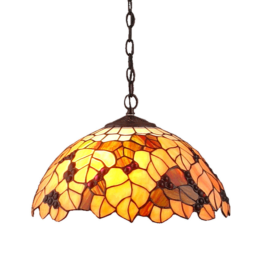 Prezent Hanglamp Tiffany, Antiekbruin, Diameter: 41,5 cm, 2x E27/40W, Dimbaar