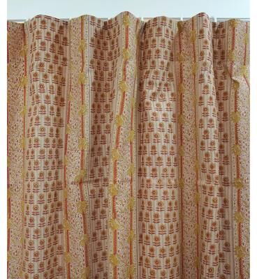 Fabdivine Handmade Block Print Floral Curtain Panel, Living or Bedroom Window Home Décor, Anamika