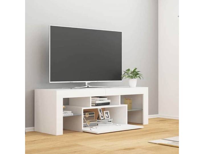 Meuble TV tendance et pratique - Table TV SALON - avec lumières LED - Blanc 120x35x40 cm FV2EK1