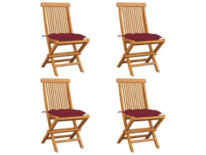 Makastle Klappstühle Teakholz mit Weinroten Kissen, 4er Set