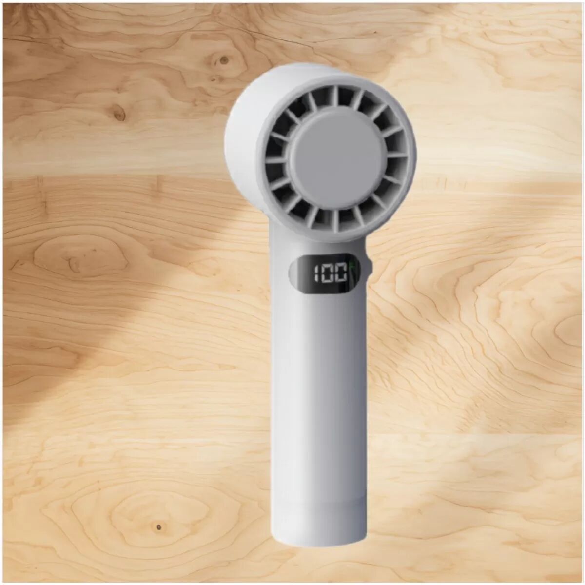INF Schnelllauf-Handventilator mit digitaler Anzeige – thermoelektrische Kühlung, 100 Stufen, 1200mAh, LED-Anzeige, faltbarer Weiß