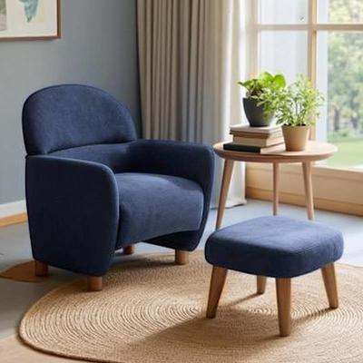 Contemporary Lounge Chair with Ottoman, Upholstered Reading Armchair with Footrest, Cozy Relaxing Accent Seat