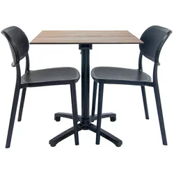 Restootab Terrassen-Set Klappbarer Tisch Diabolo 70x70cm Dekor Eiche bastide mit 2 Stühlen