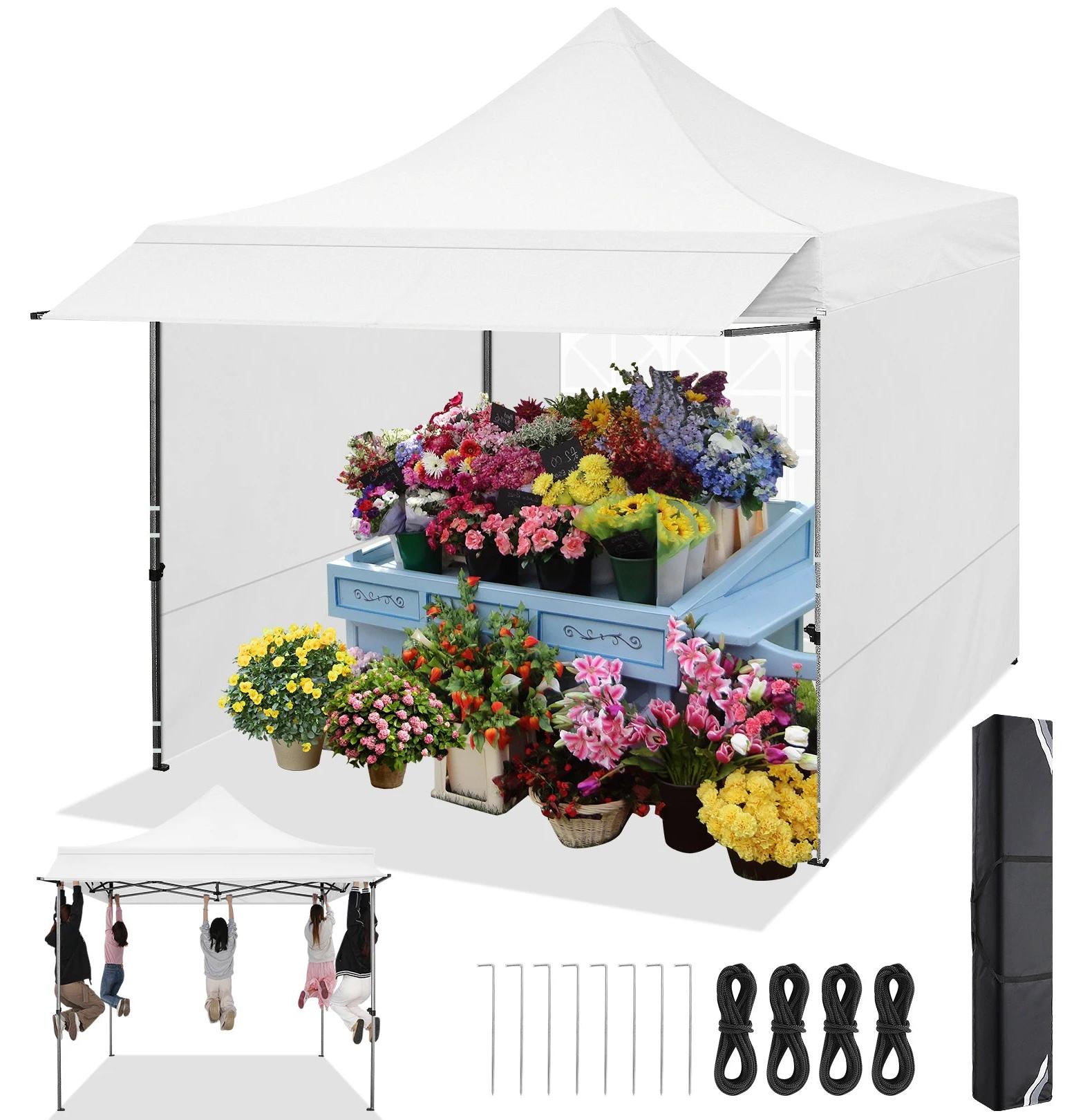 Partyzeltdach - Pop-up-Pavillon - Zelt - Partyvorzelt - Wasserdicht - 3x3 Meter - Verstellbares Gestell - Weiß