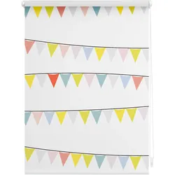 Lichtblick Rollo Klemmfix, ohne Bohren, blickdicht, Wimpelkette - Bunt