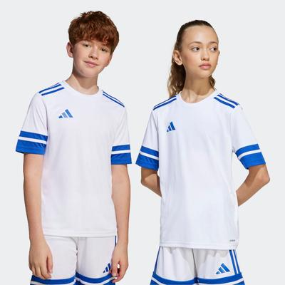 Fußballtrikot ADIDAS PERFORMANCE "SQUADRA 25 KIDS TRIKOT", Jungen, Gr. 140, weiß (weiß, royal blau), Obermaterial: 100% Polyester, Rundhals, Trikots Fußballtrikot, für Kinder, mit AEROREADY-Technologie, aus Polyester, Kurzarmdesign