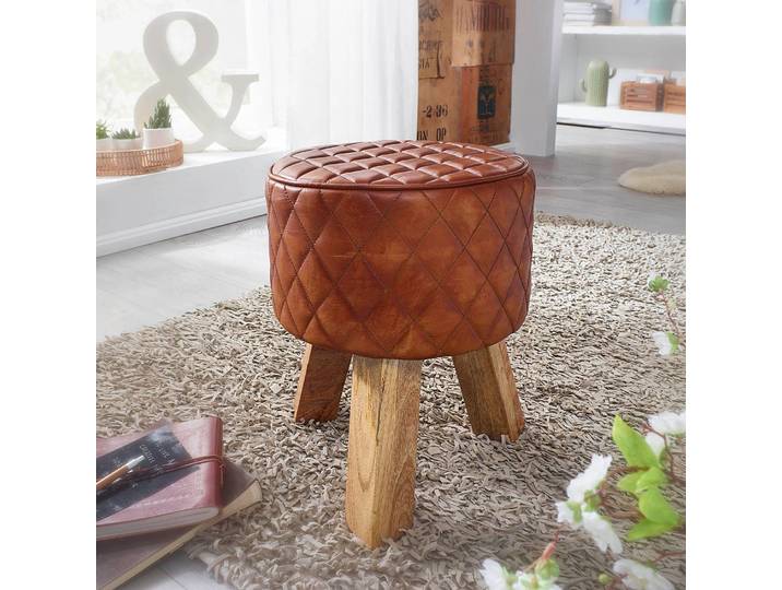 Repose-pieds capitonné Pratella 35cm Marron