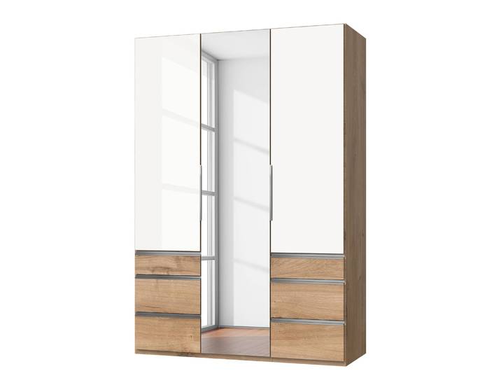 Drehtürenschrank Level 36 D IV 150 x 216cm Weiß/Hochglanz Weiß/Eiche Dekor
