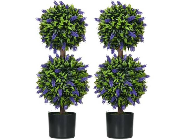 HOMCOM 2-set kunstlavendelboomballen groot 70cm kunstplant groen