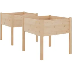 Helloshop26 - Pflanzkübel Hochbeet Blumenbeet Garten Terrasse 2er-Set 70 x 70 x 70 cm Kiefernholz massiv braun 02_0038904