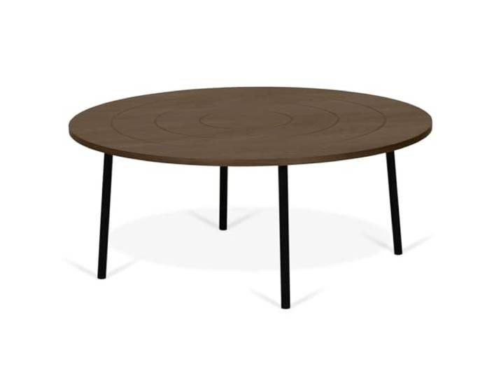 Symbiosis Ply Couchtisch rund, MDF und Metall, Nussbaumfurnier mit Metallfüsse, 80 x80 x35 cm (LxBxH)