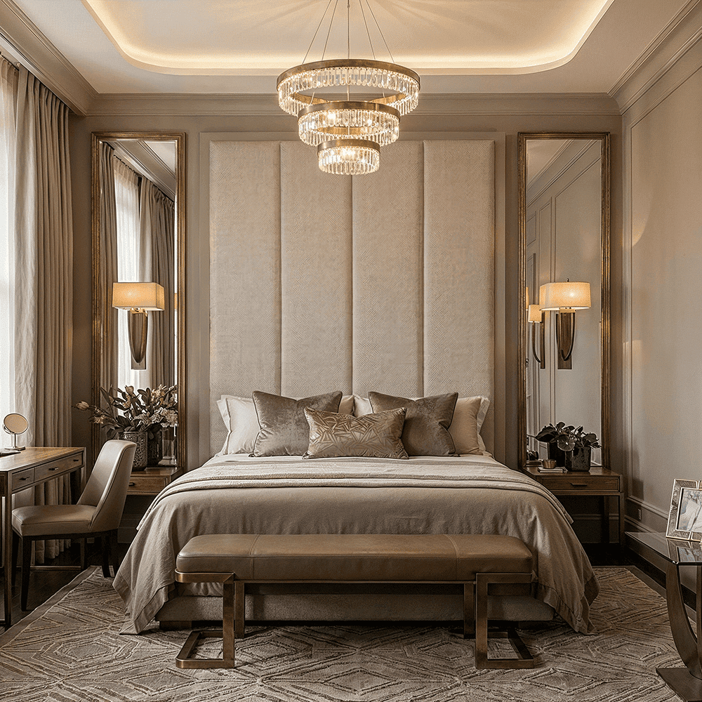 Harrington Almond Woven Channelled Headboard with Mid Taupe Frame, Emperor