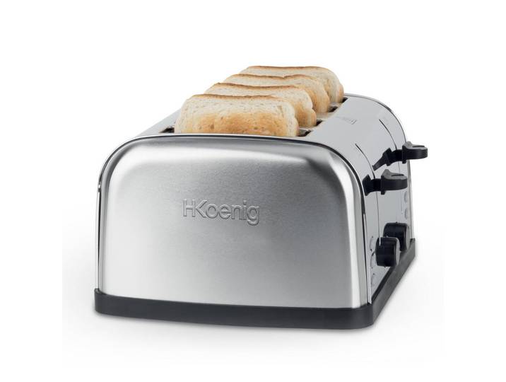 HKoenig Toaster Toas14 Schwarz, mit 4 Schlitzen, Grau, Metall, 28.5x18x29.5 cm, Kochgeschirr, Küchengeräte, Toaster
