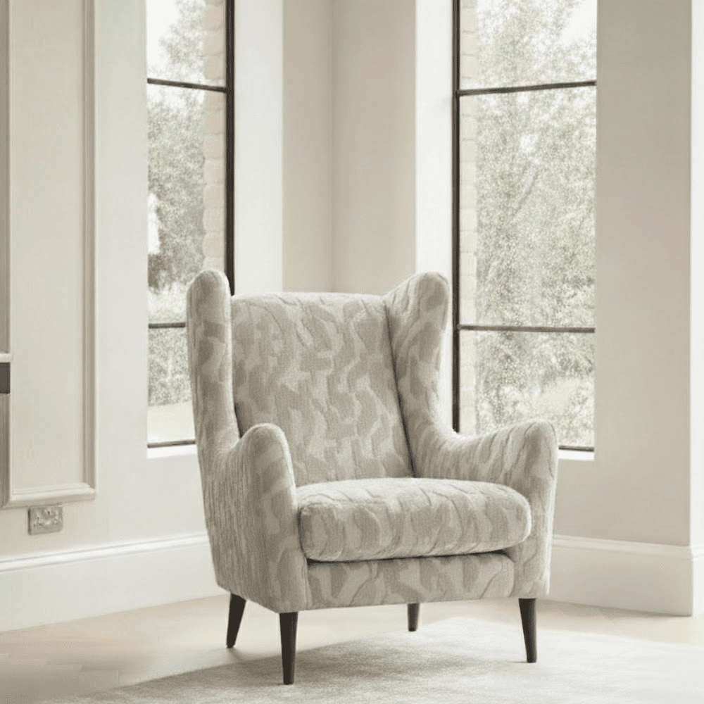 Hilla Cream Abstract Pattern Accent Chair