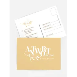 Antwortkarten Hochzeit selbst gestalten mit Spruch und Fotos im Onlinedesigner bei Meine-Kartenmanufaktur.de