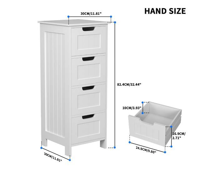 HOArmoire de rangement en bois blanche, armoire autoportante de style moderne, armoire de proximité, 30x30x82 cm, 4 wers