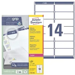 Avery Zweckform 3500er-Pack Adress-Etiketten mit ultragrip »L7163-250« weiß