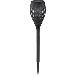 Solarleuchte Feuereffekt Stecklampe Solar schwarz Außenleuchte Solar Erdspieß, Deko Stanzungen, LED warmweiß, DxH 9,5x49,5 cm