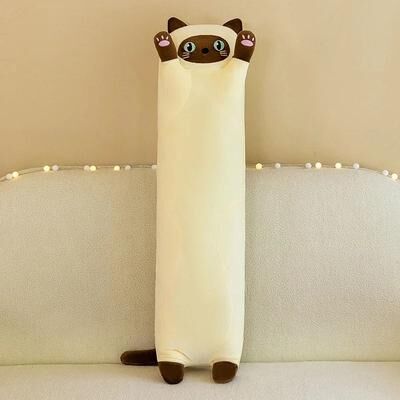 Uplift Essentials Cute Long Cat Plush Pillow For Cozy Sleep & Cuddles 43.3 In yellow New
