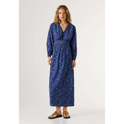 Maxikleid PEPE JEANS "Kleid BARBY DRESS", Damen, Gr. M, Normalgrößen, blau (union blau), 75% Viskose, 25% Baumwolle, Kleider Maxikleid
