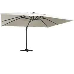 vidaXL Ampelschirm mit LED-Beleuchtung Alu-Mast 400x300 cm Sandweiß