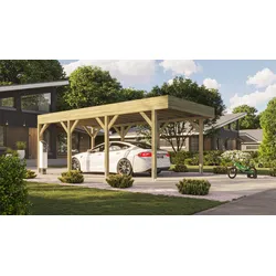 Weka Einzelcarport mit Vorbereitung zur Dachbegrünung 328 x 718 cm - Leimholz
