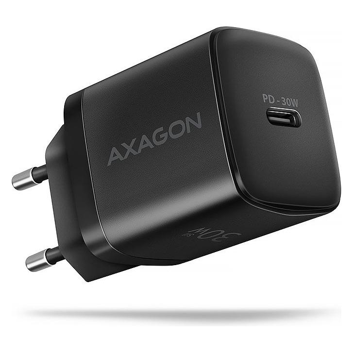 Axagon ACU-PD30, Sil charger for wall 30W, 1x USB-C port, PD3.0/PPS/QC4+/SFC/AFC/Apple, black (30 W, 1 Port) (ACU-PD30)