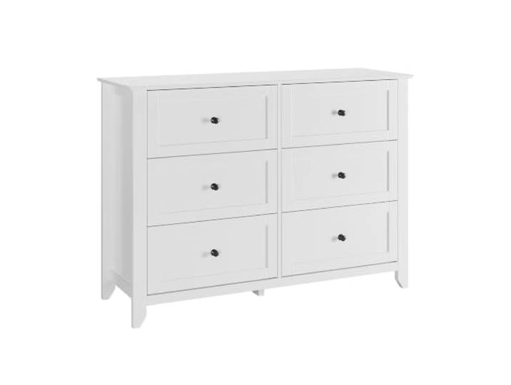 IDEALHOUSE 2er Set Kommode mit 6 Schubladen für Schlafzimmer/Flur Weiß Minimalistische Kommode Weiß Lackiertes Holz, Platzsparend, Leichtgängige Metallschienen, Pflegeleicht, Vielseitig