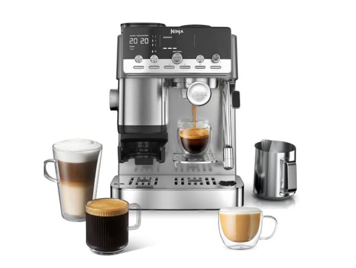 Ninja Luxe Café Mini Plus 2-in-1 Espresso-&Filterkaffeemaschine Integriertes Mahlwerk, automatischer Milchaufschäumer - ES351EU