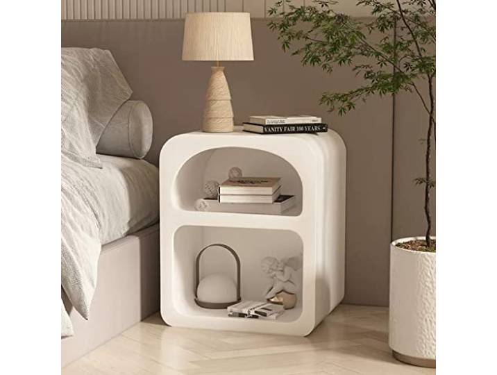 Nachttisch aus Massivholz, Bodenschrank ohne Installation, einfache Linien, Nachtschrank mit Schublade, extra großer Stauraum (Farbe : Weiss, Größe : 45×40×55CM)