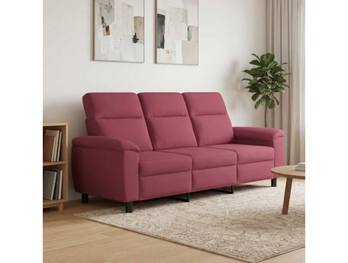 Sofa Weinrot 214 x 90 x 95 cm Stoff Metallrahmen,Polyesterbezug,Armlehnen mit Stoffbezug,trockenes Tuch zur Reinigung,klare Linienführung