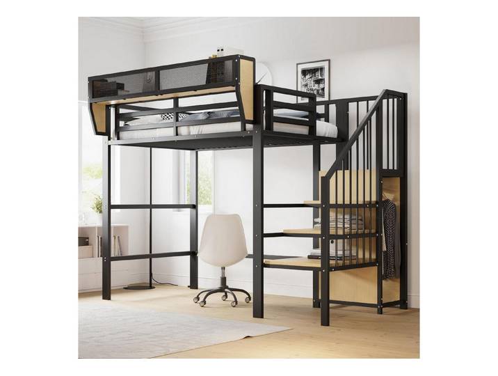 LuxusKollektion Etagenbett Etagenbett 90x200 Schwarz Metall (1-St)