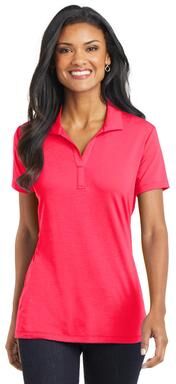 Port Authority L568 Women's Cotton Touch Performance Polo Shirt in Hot Coral size Small   Polyester/Spandex Blend