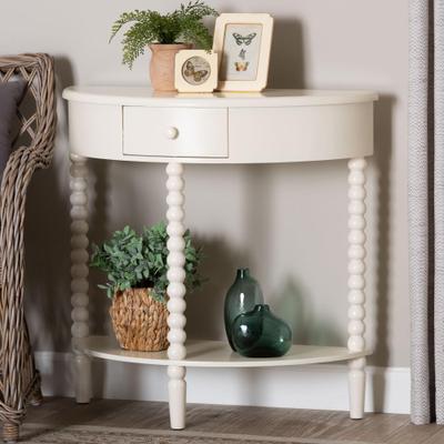 Raynera Bobbin-Leg Demilune Console Table by Baxton Studio in White (Size OS)