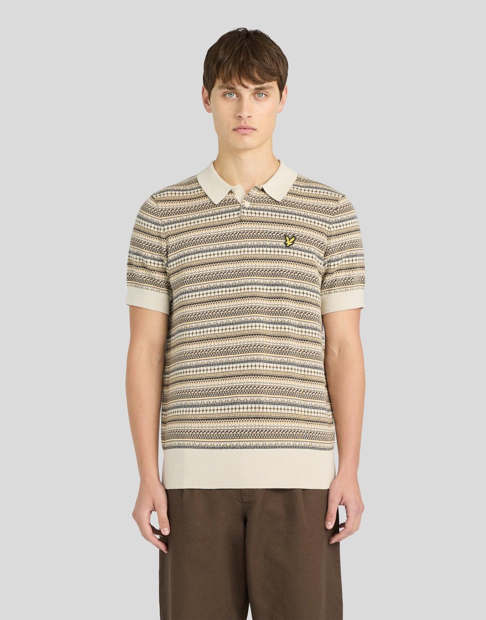 Fairisle Poloshirt mit kurzen Ärmeln