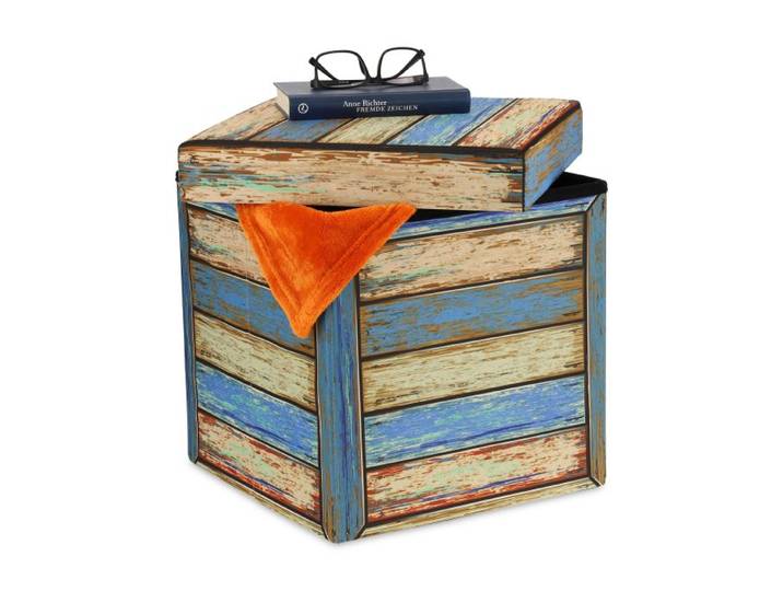 Relaxdays Vintage poef met opbergruimte