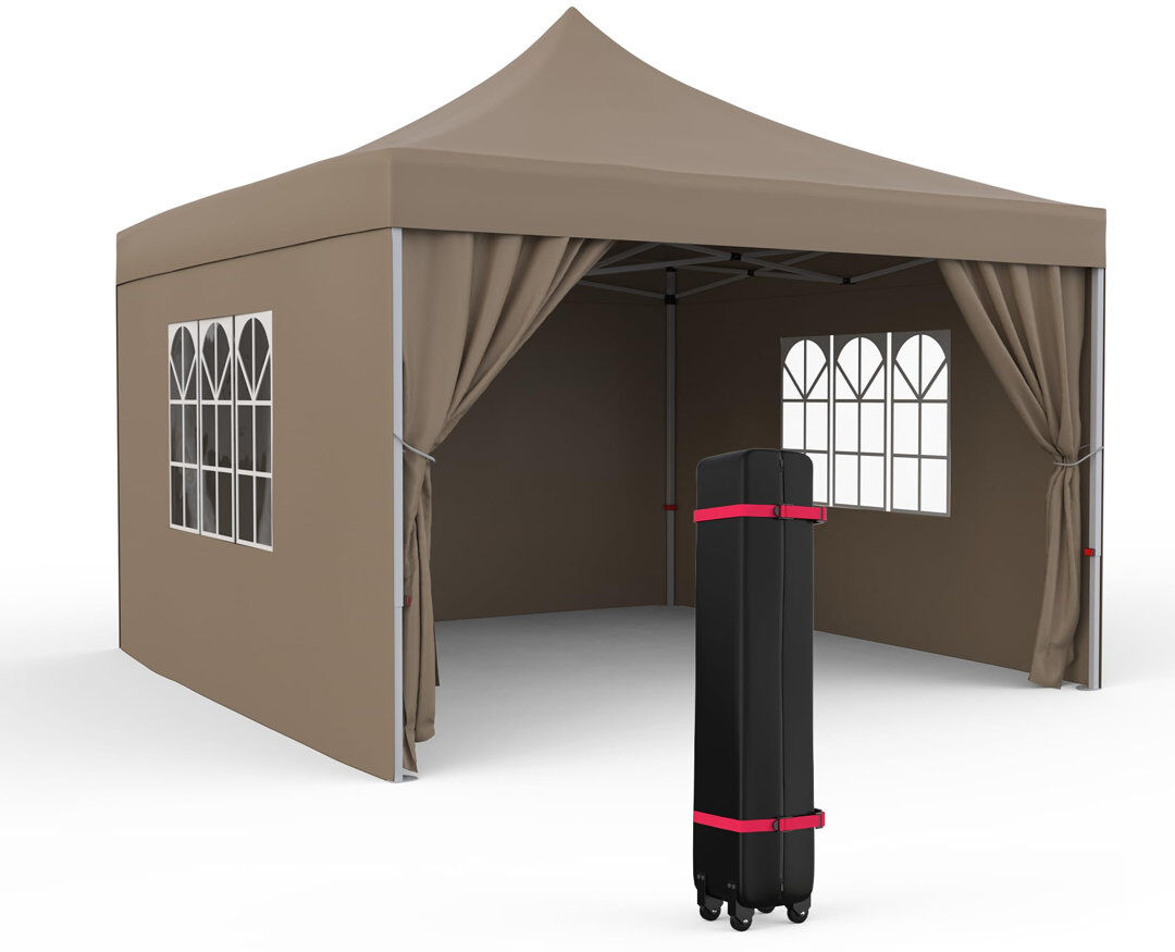 idealhouse 3×3m Pop Up Garden Gazebo, Water Resistant Canopy Tent with Sidewalls & Windows, Portable Outdoor Shade with Carry Bag for Party, Camping & Wedding, k