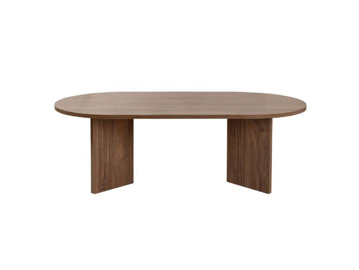Table basse ovale effet noyer marron et blanche l119 cm