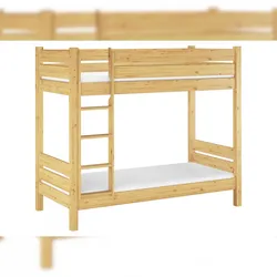 Erst-Holz Hochbett Kiefer natur 100x200 Nische 80 teilbar Rollrost Matratzen 60.16-10T80M