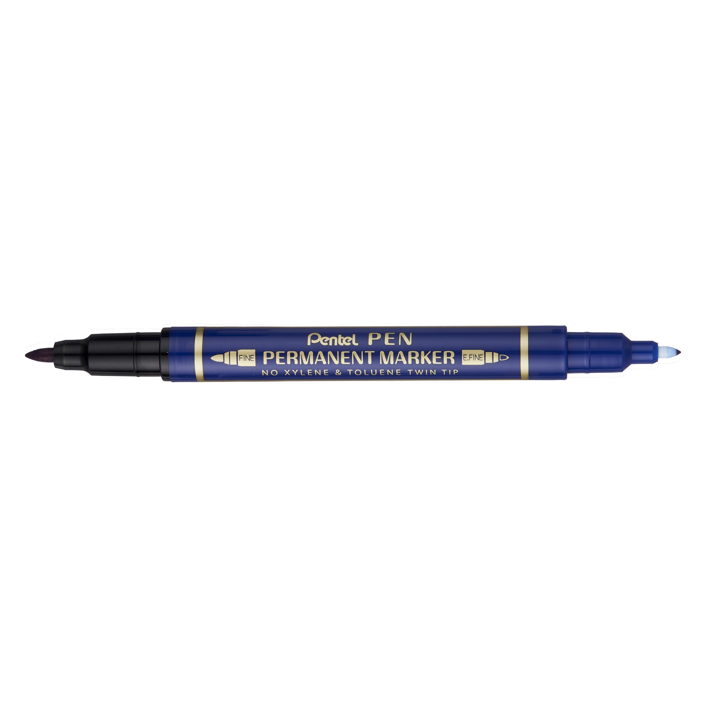 Pentel N75W Permanent Marker Twin Tip Blue Pack of 12 (12x) (N75W-CE)