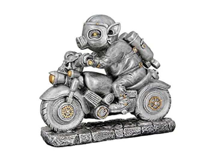 Casablanca Figur Steampunk Motor-Pig - Kunstharz in Silber - Breite 23 cm - Deko - Sammlerstück - Geschenk - Schwein