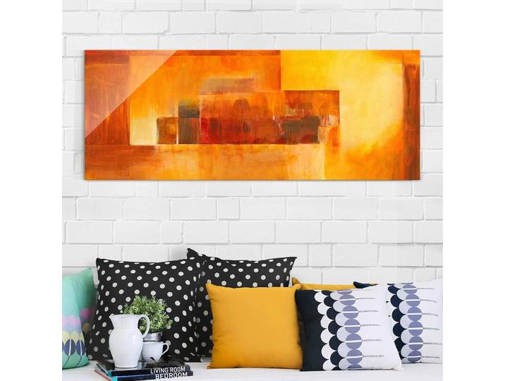 Glasbild Indischer Sommer Glasart: Sicherheitsglas Material: Glas Motiv: Kunst & Zeichnungen Muster: mit Motiv Orange 80 x 30cm