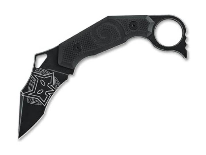 Fox Knives Moa Fixed G10 All Black - Karambit Messer Feststehende Klinge mit Kydexscheide - Messer mit feststehender Klinge aus N690