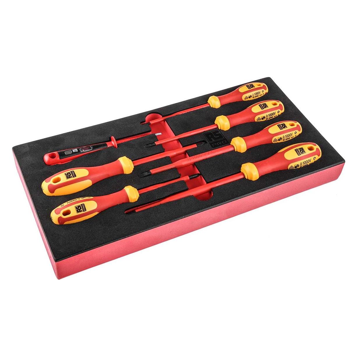 RS PRO 7pc Insulated Slotted/PZ Screwdriver Set (1253063)