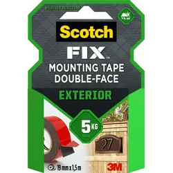 3M Scotch-Fix Außenmontageband 411-1915-P, 19mm x 1,5m, Hält bis zu 5 kg, 1 kg/30 cm